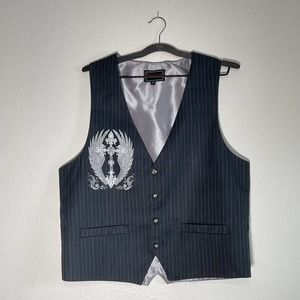 Patroncito USA Men's Gray Pin Stripe Vest Size M
